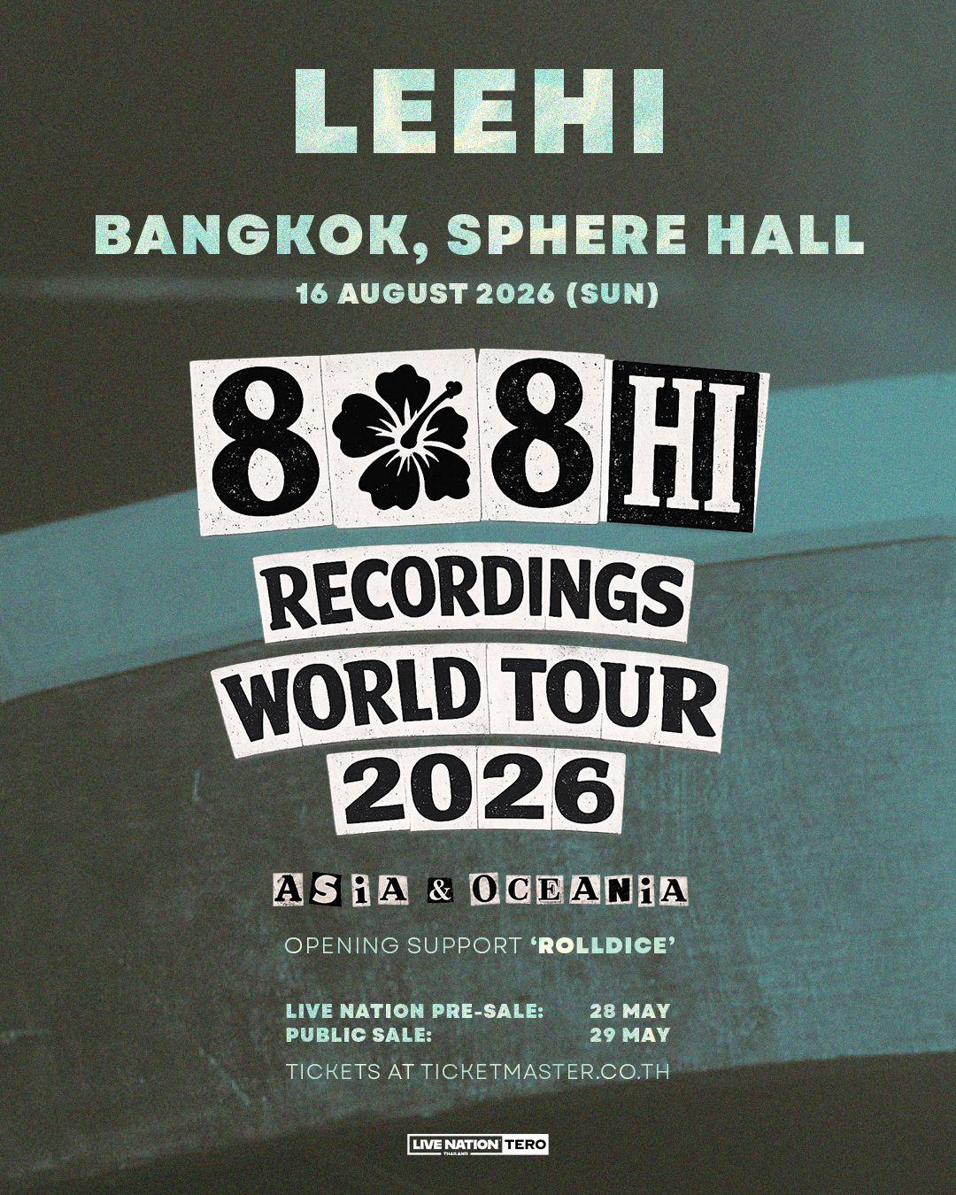 BANGKOK, TH (18 May 2026) – South Korean best selling R&B singer-songwriter LeeHi will perform headline shows “LeeHi & 808 HI RECORDINGS WORLD TOUR 2026 IN BANGKOK” with full set length in Asia & Australia for the first time this August-September. The announcement followed by the release of new single ‘You & Me’ featuring DOK2 on 28 March, a comeback single in a year.