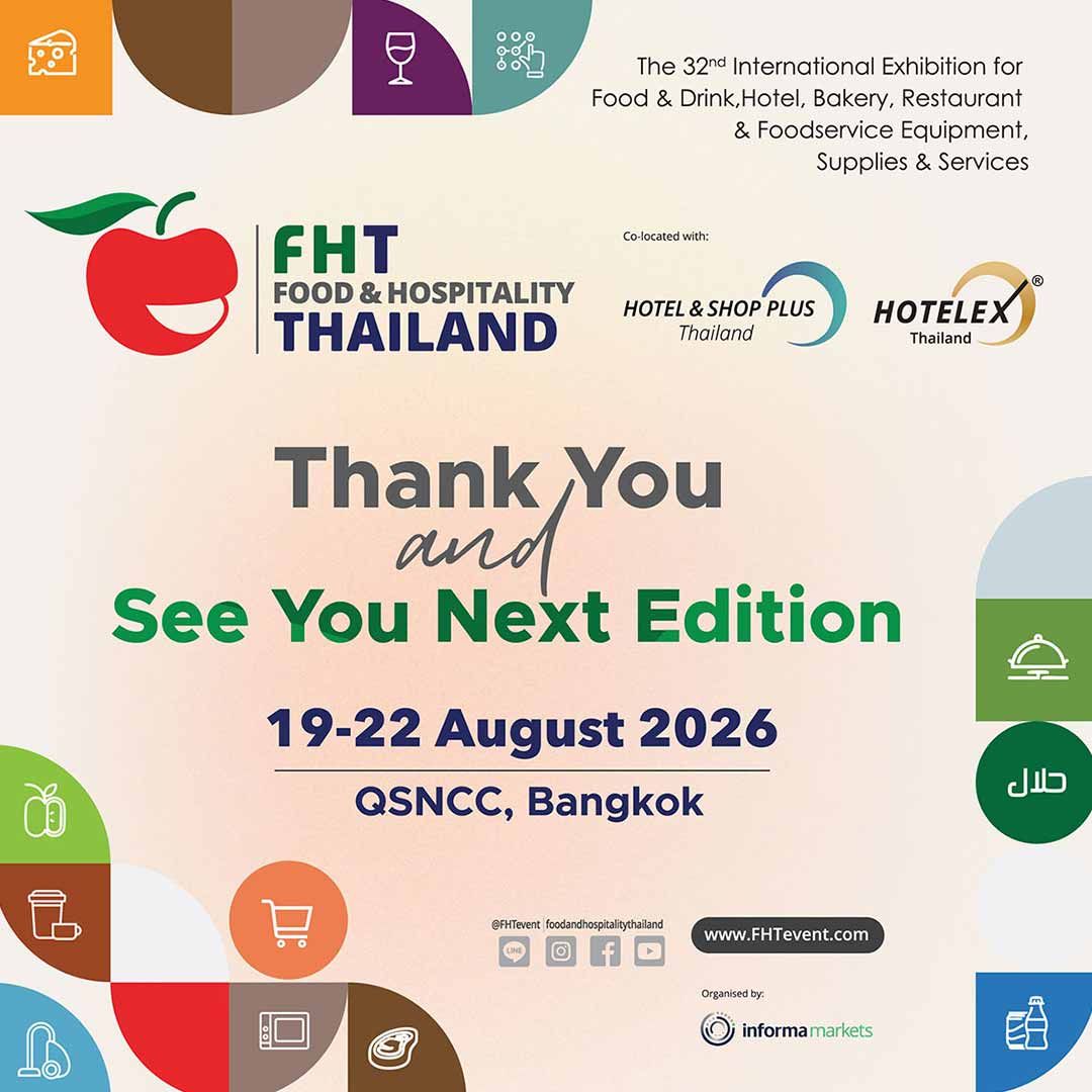 Food & Hospitality Thailand (FHT) 2026 enters its 32nd edition with the theme “All Sectors, One Destination,” bringing together every corner of the food, drink, and hospitality industries under one roof. The event showcases world-class solutions, pioneering products, and the latest technologies, creating opportunities for collaboration and growth across all sectors. This dynamic platform is where innovation thrives, ideas spark, and businesses connect—driving the industry forward and strengthening Thailand’s position as a regional hub for excellence in food and hospitality.